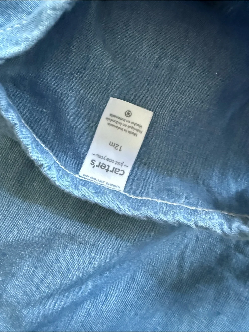 Carter's Blue Denim Button-Front Baby Romper nwt gender, neutral 12 mo